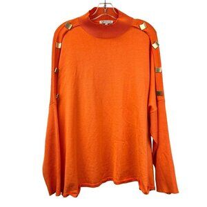 CZ Collection Mock Neck Shoulder Hardwear Sweater Orange Dolmain Sleeve Size M
